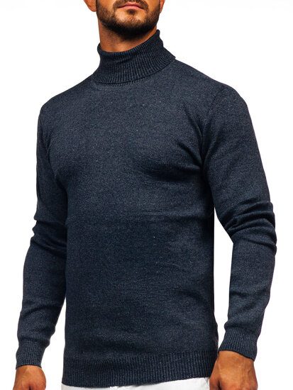 Men's Basic Polo Neck Sweater Navy Blue Bolf S8730