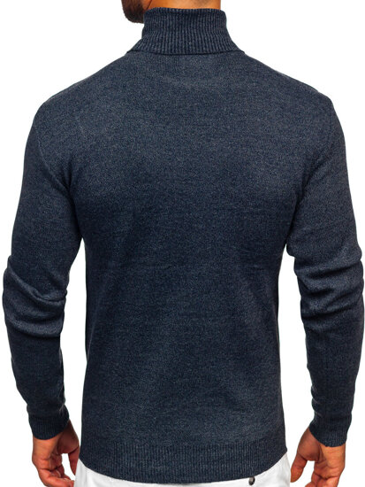 Men's Basic Polo Neck Sweater Navy Blue Bolf S8730