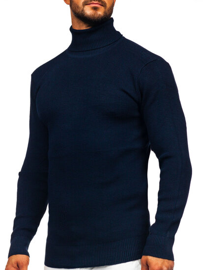 Men's Basic Polo Neck Sweater Navy Blue Bolf S8751