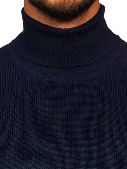 Men's Basic Polo Neck Sweater Navy Blue Bolf S8751