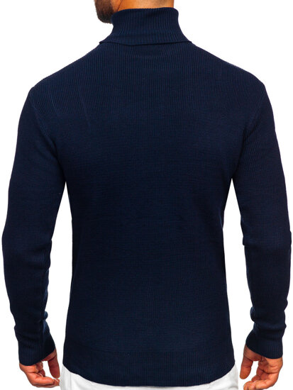 Men's Basic Polo Neck Sweater Navy Blue Bolf S8751