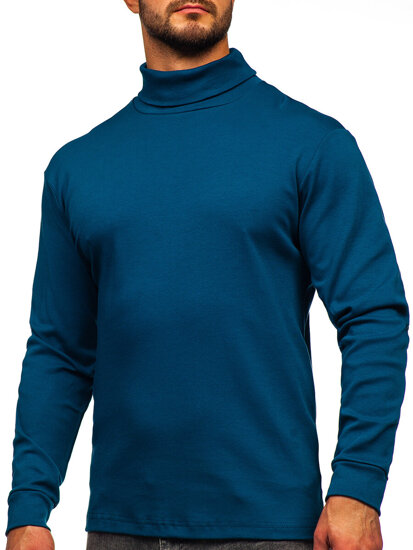 Men's Basic Polo Neck Sweater Teal Blue Bolf 145347-1