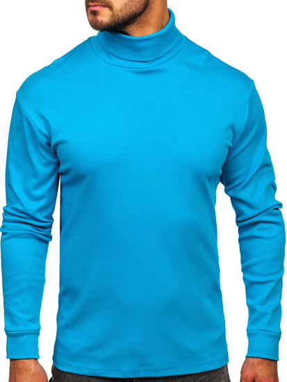 Men's Basic Polo Neck Sweater Turquoise Bolf 145347-1