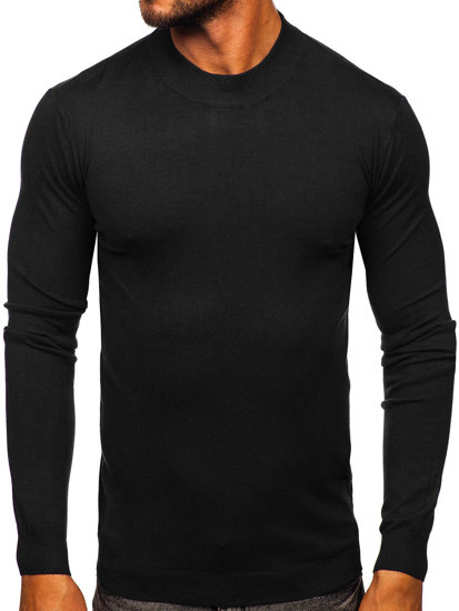 Men's Basic Short Polo Neck Sweater Black Bolf MMB603