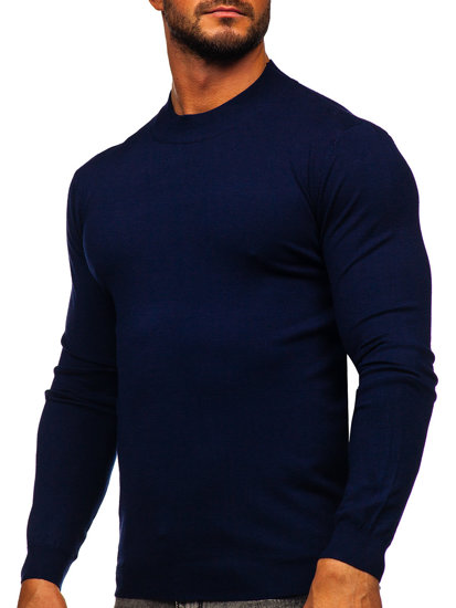 Men's Basic Short Polo Neck Sweater Navy Blue Bolf MMB603