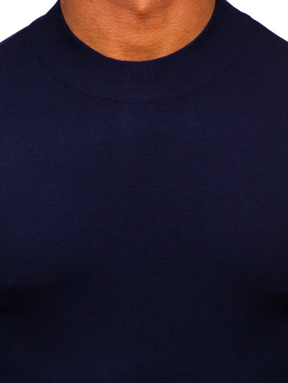 Men's Basic Short Polo Neck Sweater Navy Blue Bolf MMB603