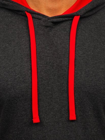 Men's Basic T-shirt with Hood Anthracite-Red Bolf 08-1