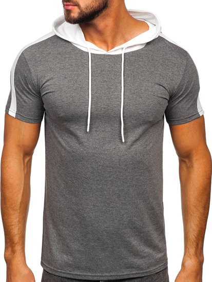 Men's Basic T-shirt with Hood Grey Bolf 8T299