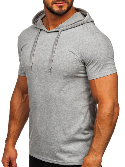 Men's Basic T-shirt with Hood Grey Bolf 8T89