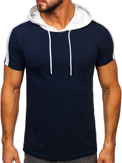 Men's Basic T-shirt with Hood Navy Blue Bolf 8T299