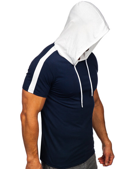 Men's Basic T-shirt with Hood Navy Blue Bolf 8T299