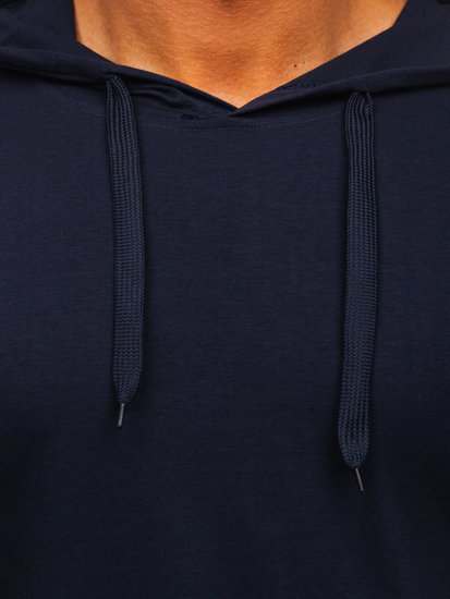 Men's Basic T-shirt with Hood Navy Blue Bolf 8T89