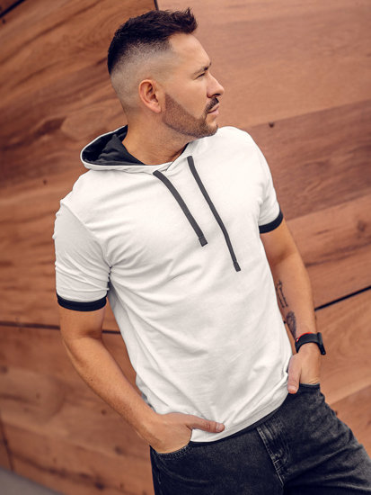 Men's Basic T-shirt with Hood White Bolf 08A