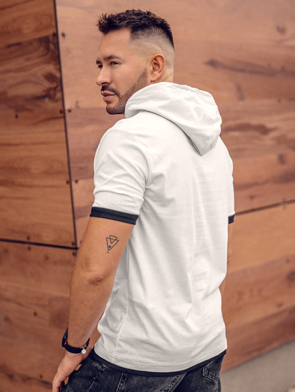 Men's Basic T-shirt with Hood White Bolf 08A