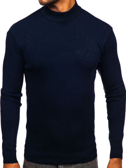 Men’s Basic Turtleneck Sweater Navy Blue Bolf H2402