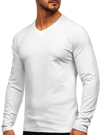 Men's Basic V-neck Long Sleeve Top White Bolf 172008