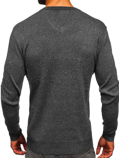 Men's Basic V-neck Sweater Anthracite Bolf S8530