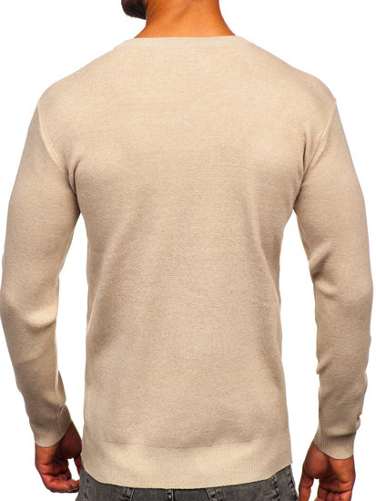 Men's Basic V-neck Sweater Beige Bolf S8530