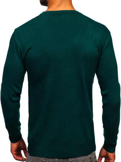 Men's Basic V-neck Sweater Green Bolf S8533