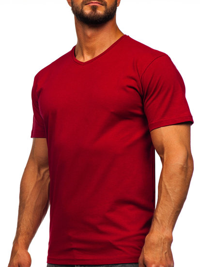 Men's Basic V-neck T-shirt Claret Bolf 192131