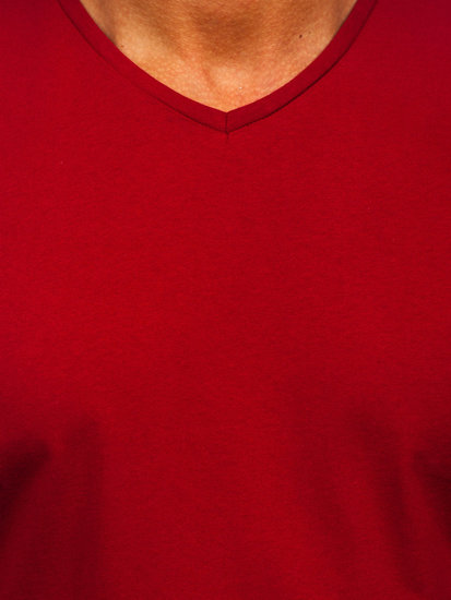 Men's Basic V-neck T-shirt Claret Bolf 192131