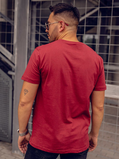 Men's Basic V-neck T-shirt Claret Bolf 192131A