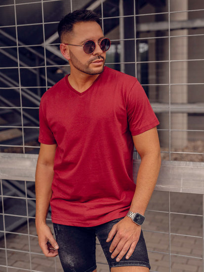 Men's Basic V-neck T-shirt Claret Bolf 192131A