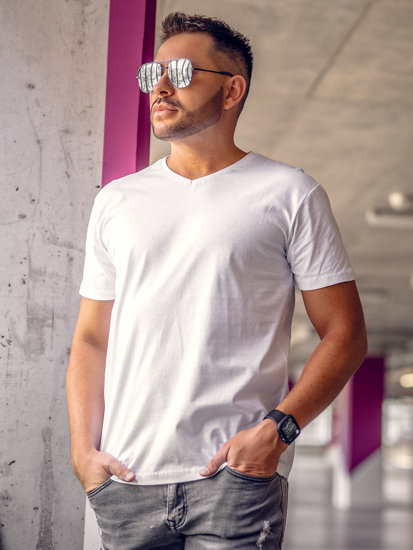 Men's Basic V-neck T-shirt White Bolf 192131A