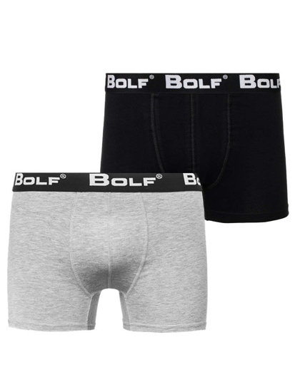 Men's Boxer Shorts Grey-Black Bolf 0953-2P 2 PACK