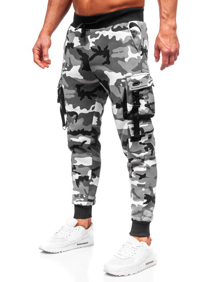 Men's Camo Cargo Joggers Grey Bolf HSS125