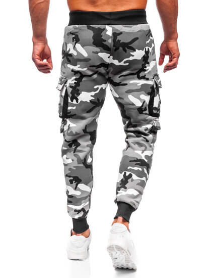 Men's Camo Cargo Joggers Grey Bolf HSS125