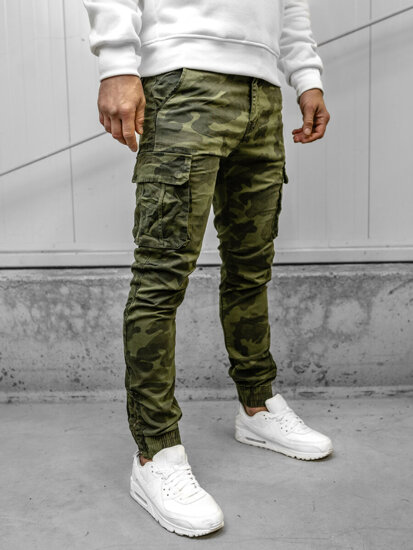 Men's Camo Cargo Joggers Khaki Bolf 2232A