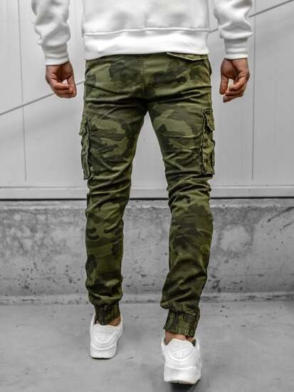 Men's Camo Cargo Joggers Khaki Bolf 2232A