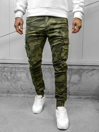 Men's Camo Cargo Joggers Khaki Bolf 2232A