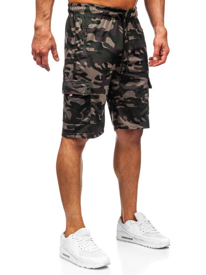 Men's Camo Cargo Shorts Dark Green Bolf JX875