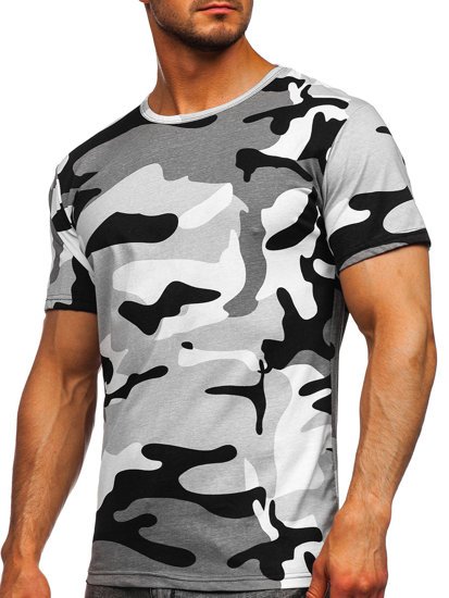 Men's Camo Cotton Printed T-shirt Light Grey Bolf 14930