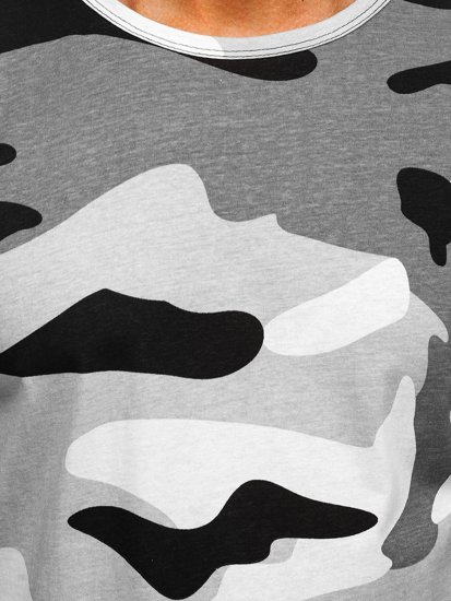 Men's Camo Cotton Printed T-shirt Light Grey Bolf 14930