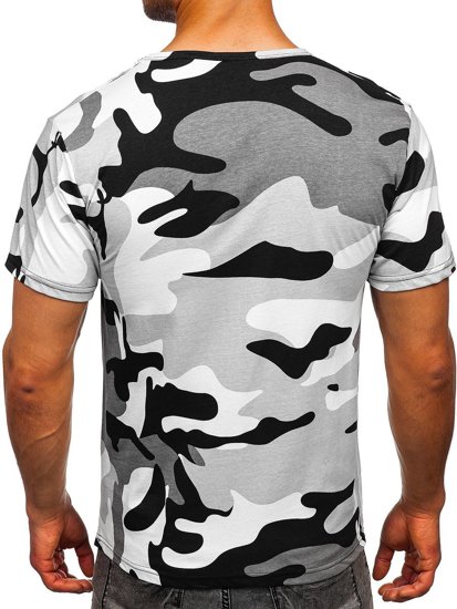 Men's Camo Cotton Printed T-shirt Light Grey Bolf 14930