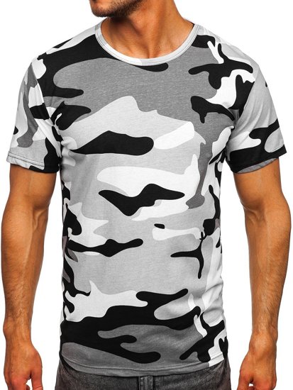 Men's Camo Cotton Printed T-shirt Light Grey Bolf 14930