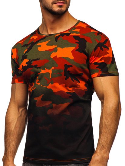 Men's Camo Printed T-shirt Green-Orange Bolf S808