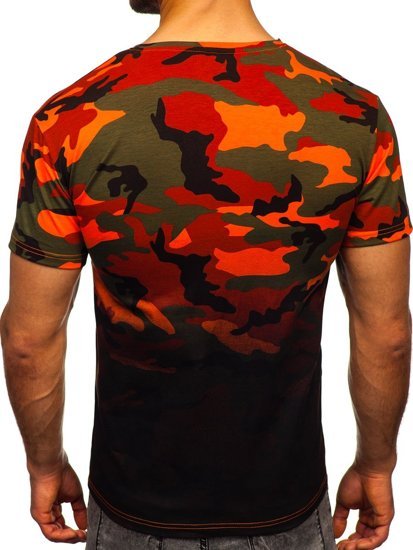 Men's Camo Printed T-shirt Green-Orange Bolf S808