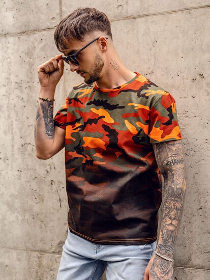 Men's Camo Printed T-shirt Green-Orange Bolf S808A1