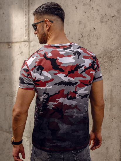 Men's Camo Printed T-shirt Grey-Claret Bolf S808A1