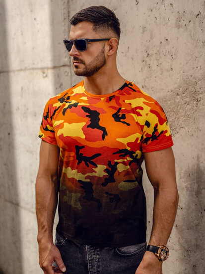 Men's Camo Printed T-shirt Orange Bolf S808A1