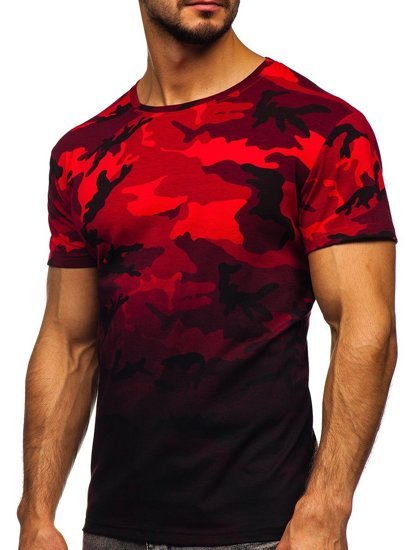 Men's Camo Printed T-shirt Red Bolf S808