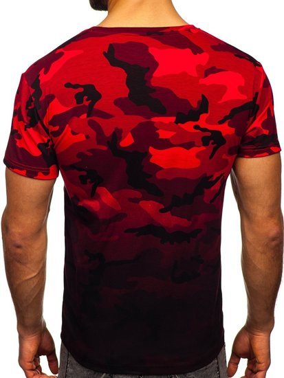 Men's Camo Printed T-shirt Red Bolf S808