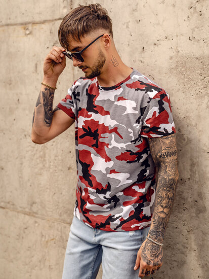 Men's Camo T-shirt Grey-Claret Bolf S807A1