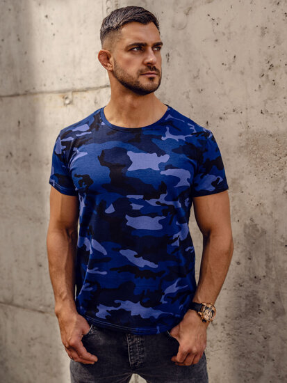 Men's Camo T-shirt Navy Blue Bolf S807A1