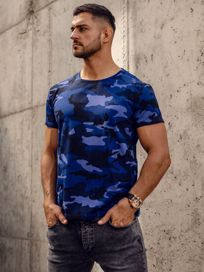 Men's Camo T-shirt Navy Blue Bolf S807A1