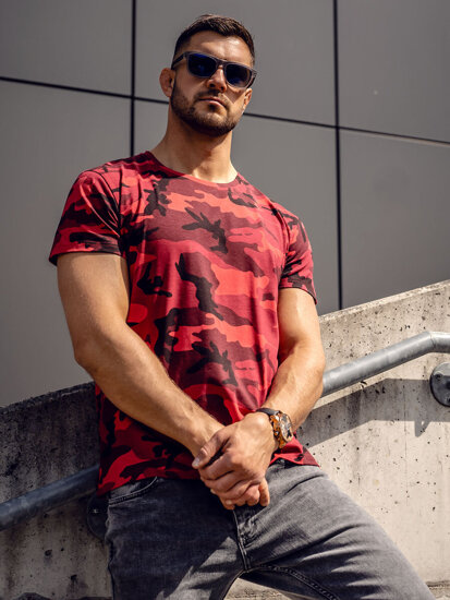 Men's Camo T-shirt Red Bolf S807A1